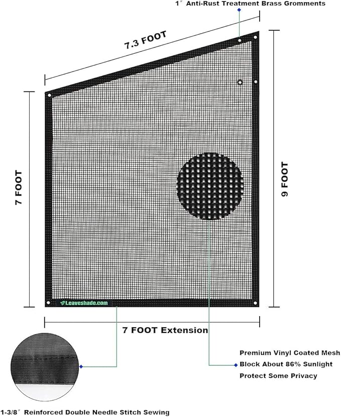 leaveshade RV Awning Side Sun Shade Screen (9'X7') Mesh Screen Shade for Camper Awning Sunshade Motorhome Trailer Awning Sunscreen Shadescreen Netting UV Blocker - 3 Year Warranty (Black)