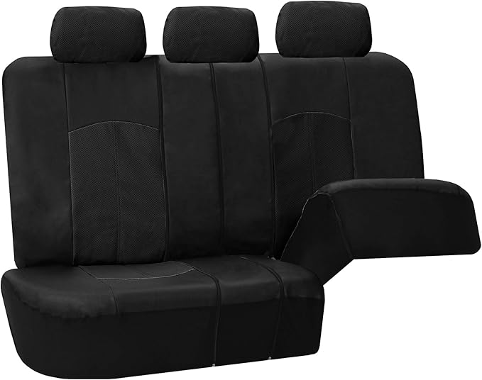 FH Group Perforated Leatherette Three Row Set 7 Seater Car Seat Covers, Airbag Compatible and Split Ready- Universal Fit for Cars, Trucks & SUVs (Black)