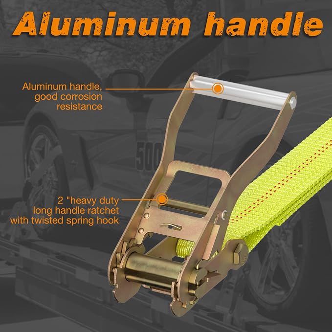 Vehicle Tie Down Kit with Flat Hook and Tow Dolly Basket Straps