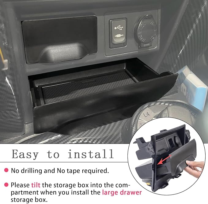 JDMCAR Liner Accessories (Red Trim) and Storage Drawer Compatible with Toyota 4Runner Accessories 2014-2022 2023 2024