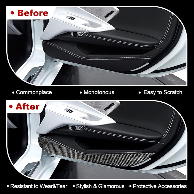 Real Carbon Fiber Inner Door Panel Trim Compatible with Corvette C8 2020-2026, Interior Decor Sticker Accessories