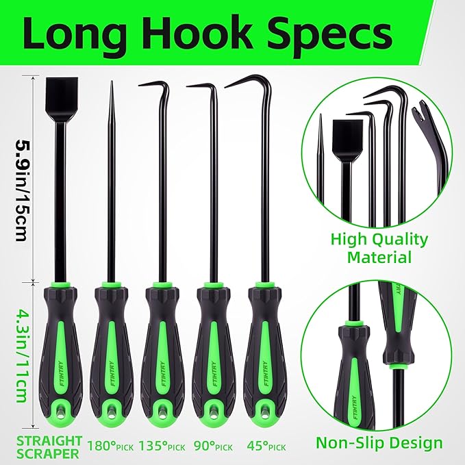 FTIHTRY 11-Piece Pick Set and Hook Set with Scraper and Magnetic Telescoping Tool, Pick Set for Automotive Electronics Maintenance Hoses Gasket