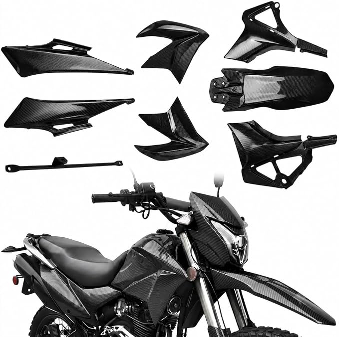 Hawk 250 Plastics Fairing Kit (All Years) - Premium PP Dirt Bike Bodywork Replacement with Fenders & Tank Guards - OEM Fitment Carbon Fiber Pattern