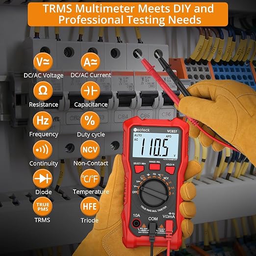 Neoteck 6000 Counts True RMS Digital Multimeter,Auto Range Multimeter with NCV,AC/DC Voltage Current Resistance Capacitance Frequency Temperature Duty Cycle Voltmeter for Home Automotive Electrician