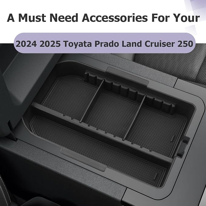 LUWU Land Cruiser 2024 2025 2026 Center Console Organizer Land Cruiser 1958/Base LC250 Accessories Armrest Organizer Tray Armrest Box w/Adjustable Part (NOT FOR First Edition Cool Box Chilled Console)