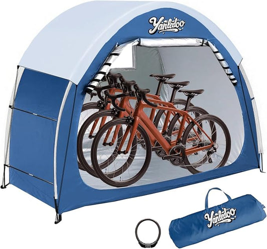 Bike Tent with Protective Cover & Water Strap – Heavy-Duty 210D Oxford Fabric Bicycle Shelter – Waterproof Outdoor Storage Tent for 2-3 Bikes, Portable & Windproof (Royal Blue)