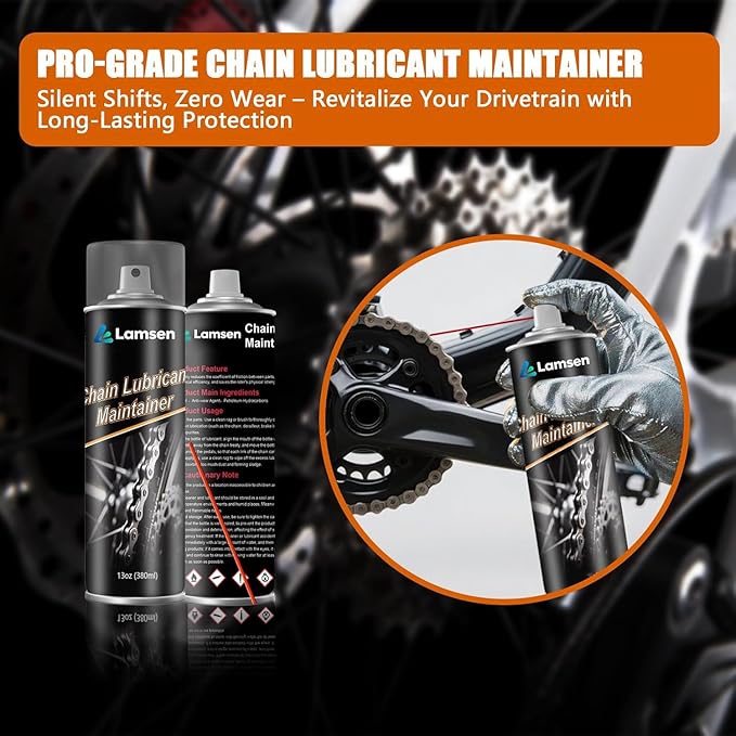 Chain Lube, Chain Lube Spray Can, Professional Chain Maintenance Kit, Motorcycle Lubrication Set with Chain Oil 13oz 2 Can Including Brushes and Gloves for Caring All Bicycles