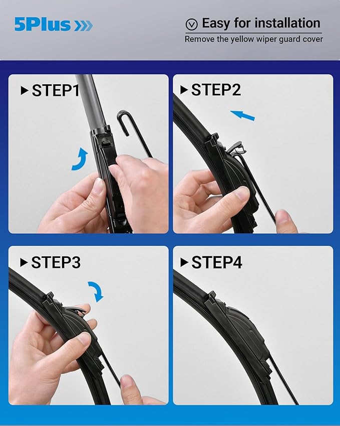5 PLUS 22"+19" Windshield Wiper Blades Replacement for Ford Focus 2000-2011,Toyota Highlander 2001-2007,RAV4 2001-2005 Original Factory Quality Fit for U/J HOOK Front Wipers Arm(Pack of 2)