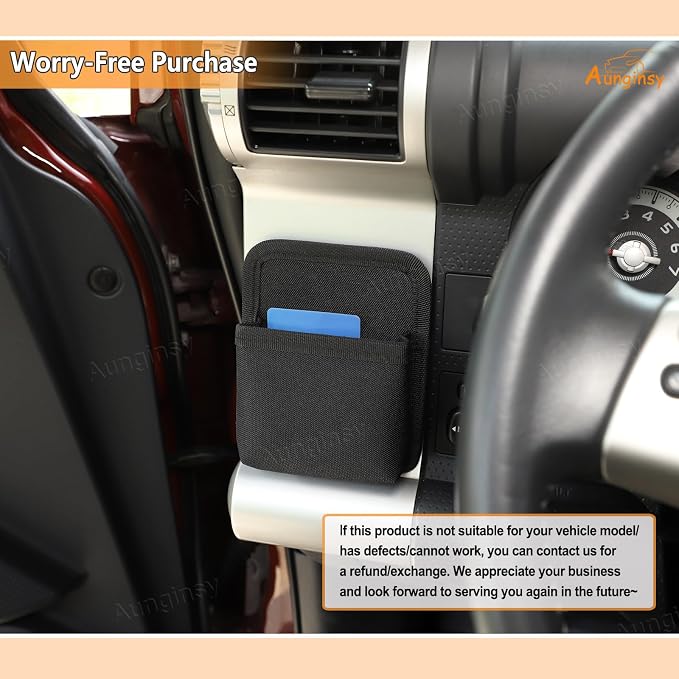 2Pcs Dashboard Side Air Vent Outlet Storage Bag Compatible with Toyota FJ Cruiser 2007-2021, Center Console Multifunction Organizer Tray Pouch Box for Phone/Coin/Key/Card Storage Expansion Accessories