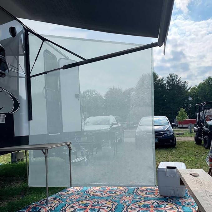 Tentproinc RV Awning Side Sun Shade 9'X7' (Gray) Mesh Screen Sunshade Complete Kits Motorhome Camping Trailer Canopy UV Blocker - 3 Year Warranty