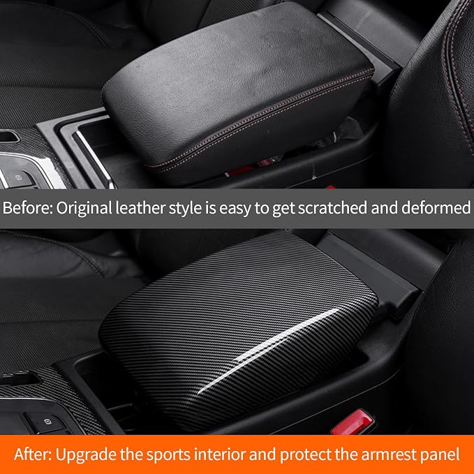 Center Console Pad Armrest Cover Compatible with Audi Q5 2018-2025, Armrest Box Frame Protective Cover for Audi Q5 Sportback, ABS Carbon Fiber Q5L Interior Accessories