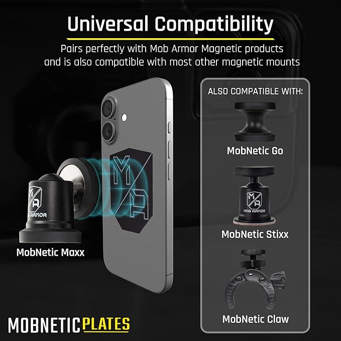Mob Armor MobNetic Plates (2 Pack) - Compatible with Mob Magnetic Phone Mount for Car - Universal Smartphone Mounting Plates - Best Vehicle Accessory for Cellphone - Black