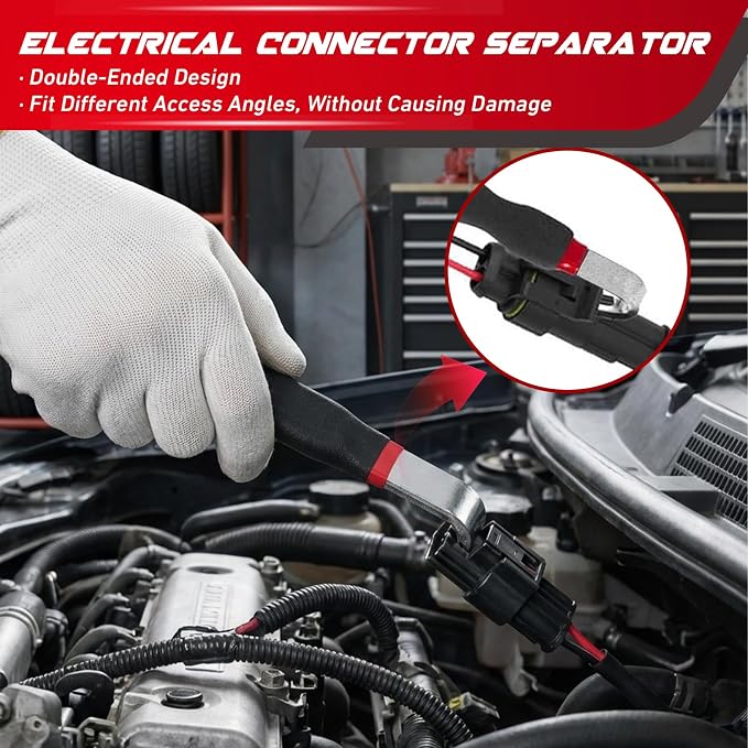14-Piece Electrical Disconnect Pliers Kit – Straight, 60° & Dual-Head Connector Removal Tools for Push Tab Style Plugs – Car Electrical Repair Tool Set