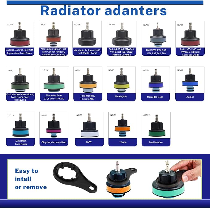 28 Pcs Universal Radiator Pressure Tester Kit,Coolant Pressure Tester kit with 13 Radiator Adapters,Precise Coolant Leak Detector for All Vehicle Cooling System