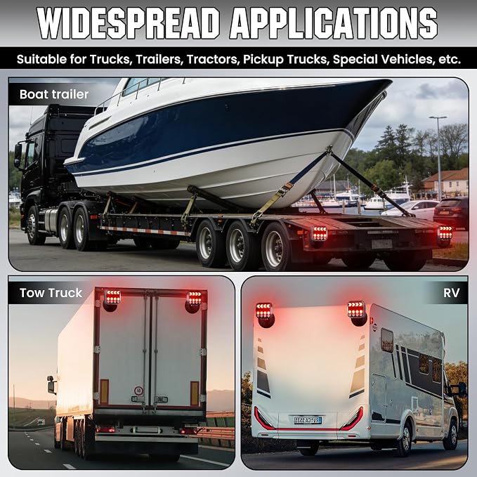 Wireless Trailer Lights Kit, Rechargeable Magnetic Trailer Lights, Portable LED Tow Lights for Trucks, Boats, RVs, Vehicle, Caravan