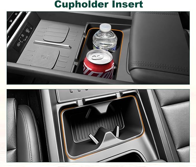 4PCS Center Console Organizer for 2024-2026 Hyundai Santa Fe Accessories, Wireless Charging Mat + Cup Holder Insert + Lower Console Organizer + Center Console Organizer for Santa Fe Accessories