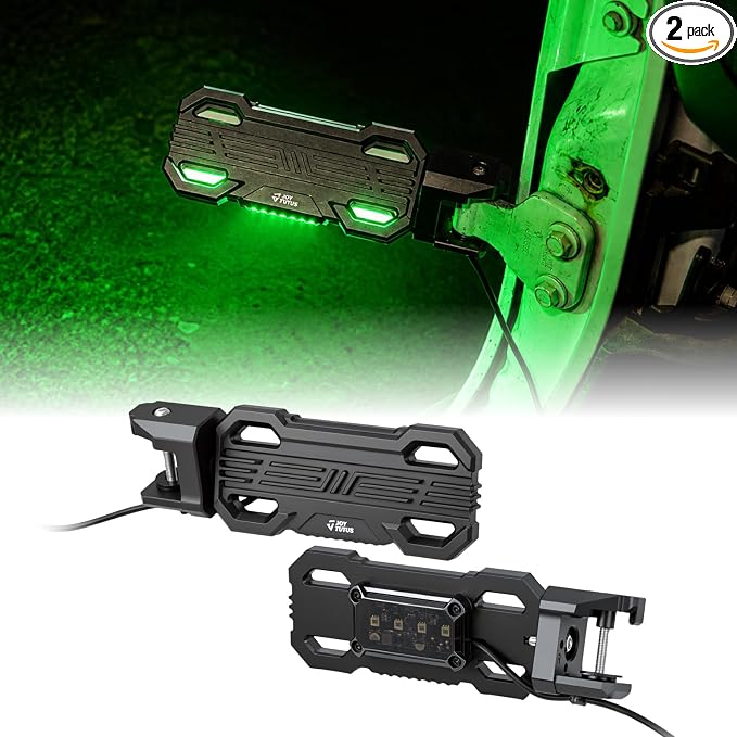 JOYTUTUS CNC Foot Pegs Doors Off with 7 Lighting Modes Compatible with 2007-2025 Wrangler JK, JL & Gladiator JT, Exterior Door Hinge Foot Rest Pedals Footrests