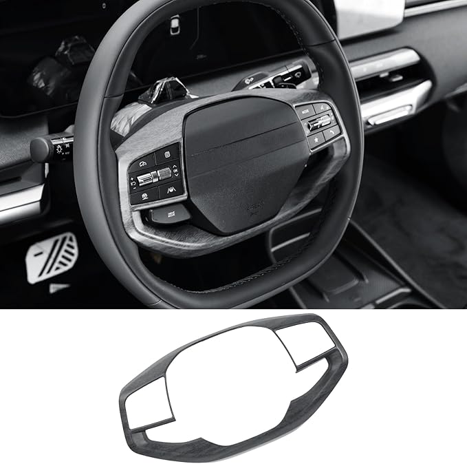 ABS Car Steering Wheel Frame Cover Steering Wheel Button Panel Frame Molding Trim Compatible with Kia K4 2025,Kia EV6 2025,Kia Sportage 2026,Kia EV3,Kia EV4 Accessories(Wood Grain Style)