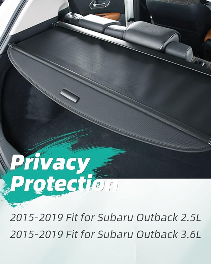 SCITOO Cargo Cover 2015-2019 Fit for Subaru Outback 2.5L 2015-2019 Fit for Subaru Outback 3.6L Upgraded Retractable Rear Trunk Cover with Aluminum PVC&Plastic