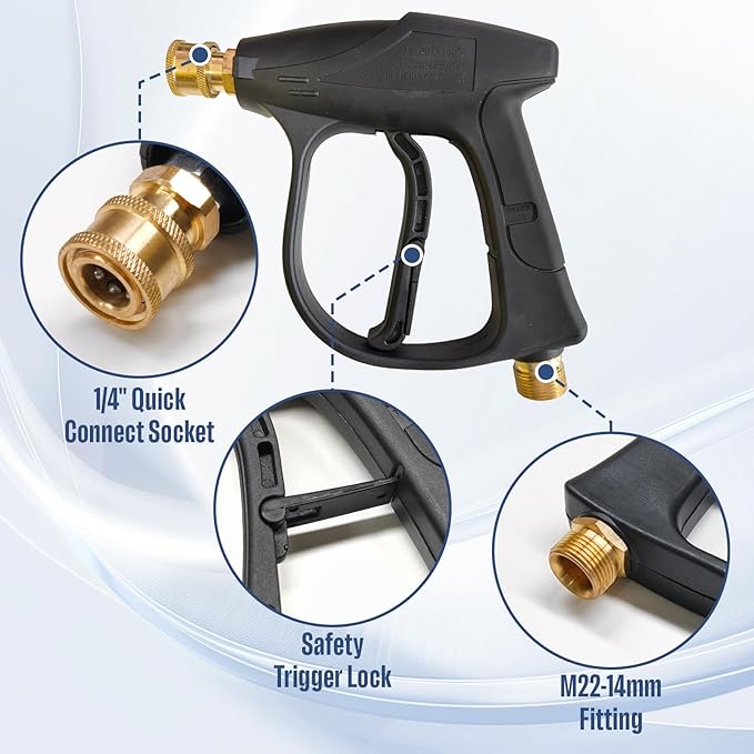 Foam Cannon Dual Connector for Pressure Washer, Double Tip Attachment for Soap Cannon, Pressure Washer Gun and 7 Power Washer Sprayer Nozzles Tips for Car Wash Kit