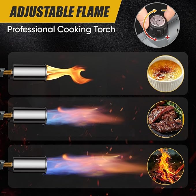 Propane Torch Gun with Adjustable Flame, Blow Torch Gun for BBQ, Campfire Starter, Welding, Searing Steak (Propane Tank Not Included)