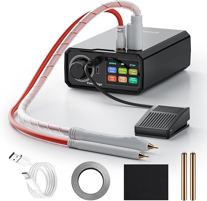 10000mAh Battery Spot Welder, Rotary Knob Operation 100 Gears Adjustable Foot Pedal Operated, 0.1-0.4mm Spot Welder with Dual Pulse Output, Portable Spot Welder for Making DIY Battery Packs | 10000mAh