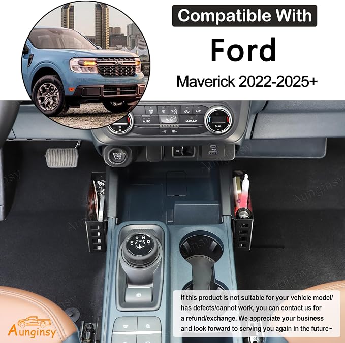 Aunginsy Car Center Console Side Gear Shift Storage Box Basket Compatible with Ford Maverick 2022-2025 Car Center Console Organizer Tray Side Gear Shift Armrest Storage Box Basket Interior Accessories
