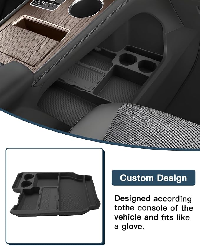 Ruiya 2026 Sienna Lower Console Organizer for 2021-2026 Toyota Sienna Accessories Silicone Material with Cup Holder Under Console Organizer Compatible with 2021-2025 2026 Toyota Sienna