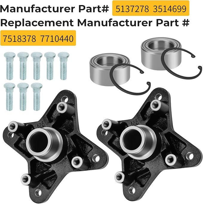 M MATI 2PCS Rear Wheel Hubs & Bearing kit for Polaris RZR 900 XP 4 2011-2013 RZR 900 4 E-PS 2011-2014 5137278 3514699
