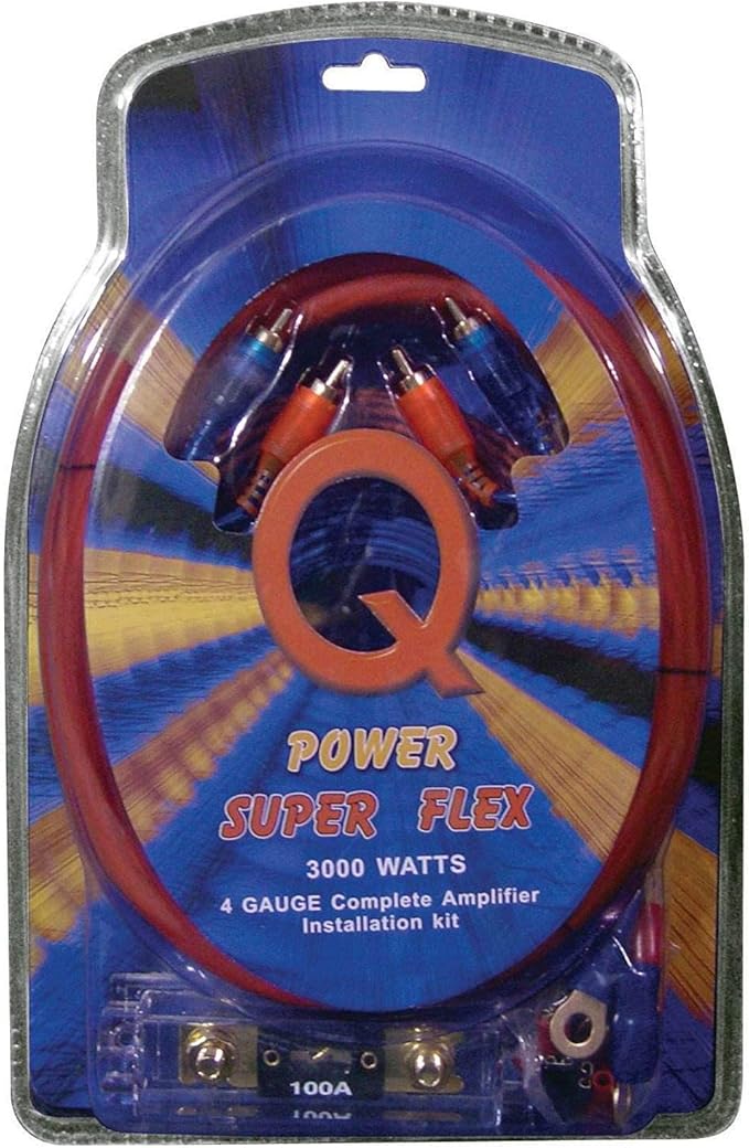 Q Power Super Flex 4-Gauge 3000-Watt Amplifier Car Audio Wiring Amp Kit (2 Pack)