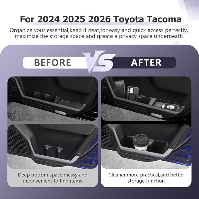 LUWU 2026 Tacoma Accessories Door Tray Organizer Compatible with Toyota Tacoma Accessories 2024 2025 2026 Door Side Storage Box Organizer Tray Insert Tray TPE Material Black 6PCS