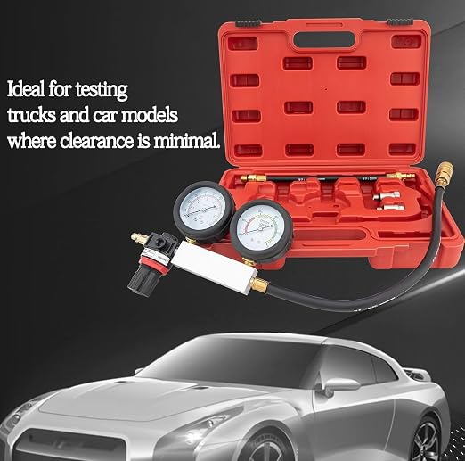 Cylinder Leak Down Tester Kit, Tu-21 Dual Gauge Cylinder Leakage Checker Automotive Compression Test Kit for Trucks Motorcycles