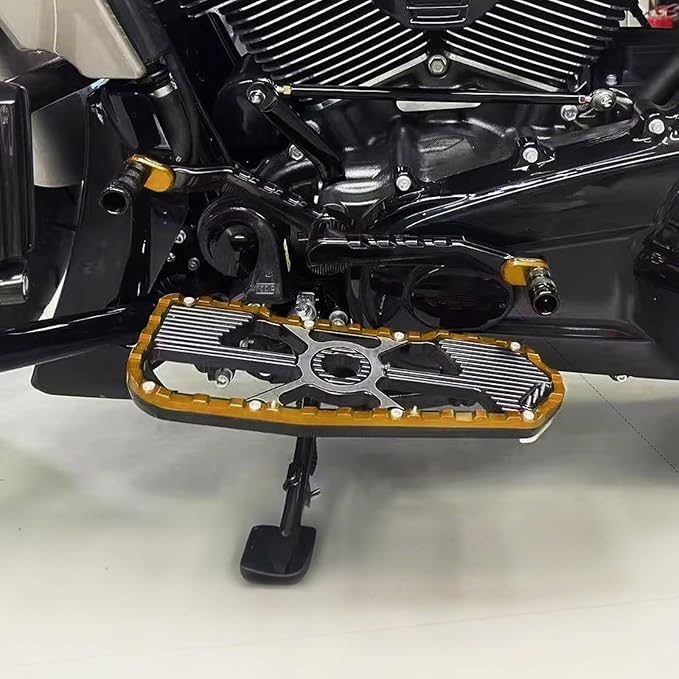 Motorcycle Floorboards Driver Footboards Wide Foot Pegs Board Pedal Compatible with Toouing Electra Road Street Glide Softail Road King Yellow Edge