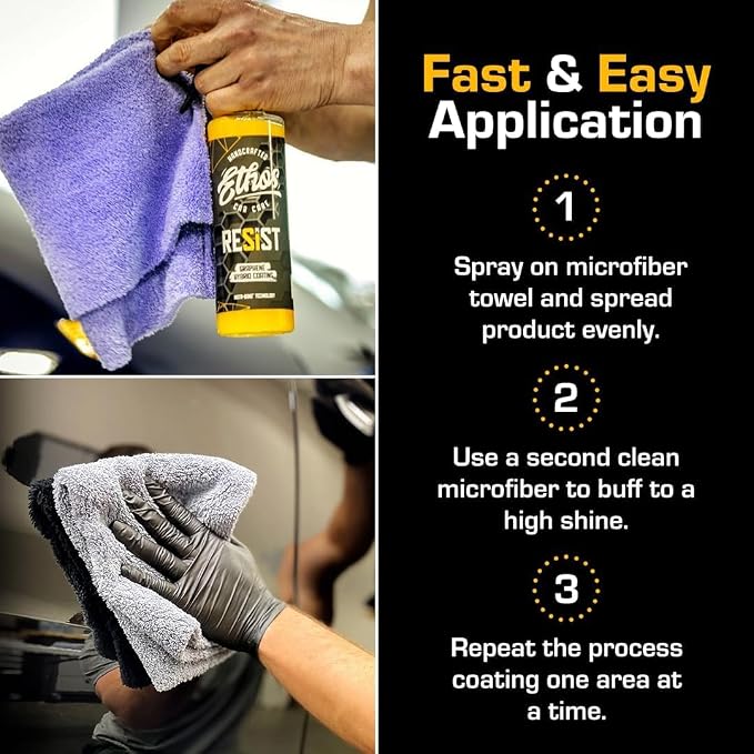 Ethos RESIST Graphene Spray Coating for Cars – Graphene Ceramic Coating Spray, Extreme Hydrophobic Protection, Gloss Enhancement, Ceramic Coating for Cars (16oz (2 Pack))