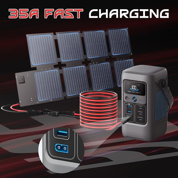 35FT 10AWG XT60 Solar Charging Cable, GIBBAB Solar Panel Connector to XT60 Extension Charge Adapter Cable with Caps & Wire Ties for LiFePO4 Battery RV Portable Power Station Generator