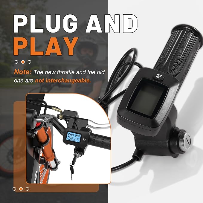 Upgraded E-Bike Throttle 48V w/M Button Fits for Tutti/Tutto/Tuttio Soleil01 Electric Dirt Bike Soleil 01 Only New Version (with M), Non-Interchangeable with Old Throttle (Without M)