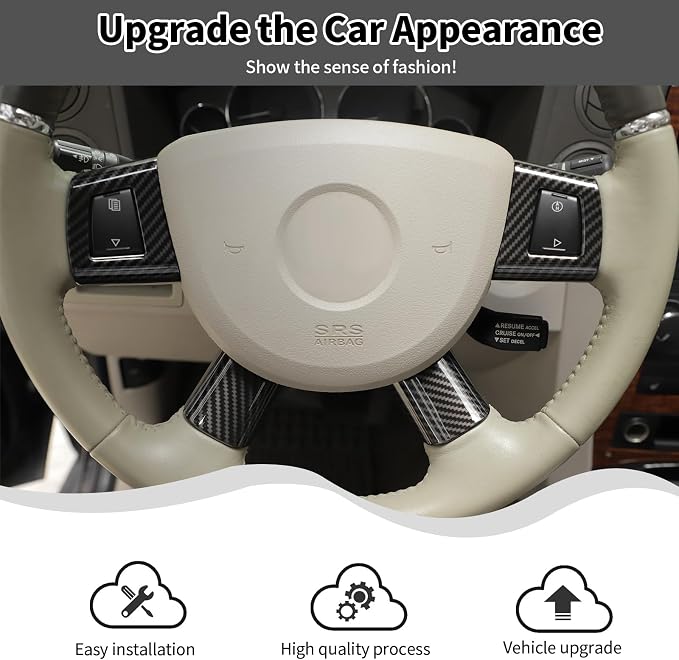 10Pcs Interior Trim Kits Compatible with Compatible with Jeep Import Grand Commander Grand Cherokee 2006-2010(Carbon Fiber)