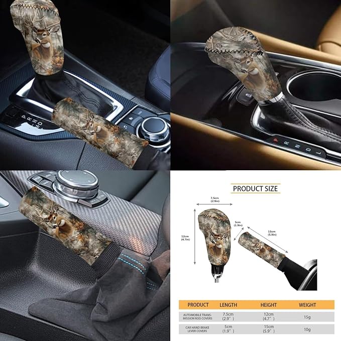 KEIAHUAN Camo Deer HuntingCar Seat Covers Full Set Front Rear Seat Covers Steering Wheel Cover Coasters Headrest Cover Gear Shift Knob Cover & Handbrake Cover 11 PCS