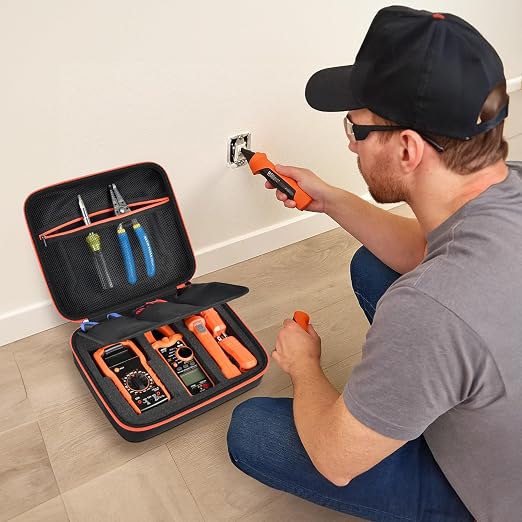 Case Compatible with Klein Multimeter MM325 MM300(69149P) Multi Meter Testers, Storage Carrying Organizer for Electrical Test Kit Voltage/Outlet Tester, Wire Stripper, Leads & Batteries (Box Only) (L)