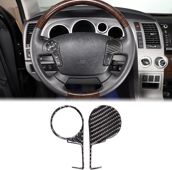 Aunginsy Central Control Steering Button Frame Trim Compatible with Toyota Tundra 2007-2013 Carbon Fiber Center Console Steering Button Panel Protection Cover Decorative Sticker Interior Accessories