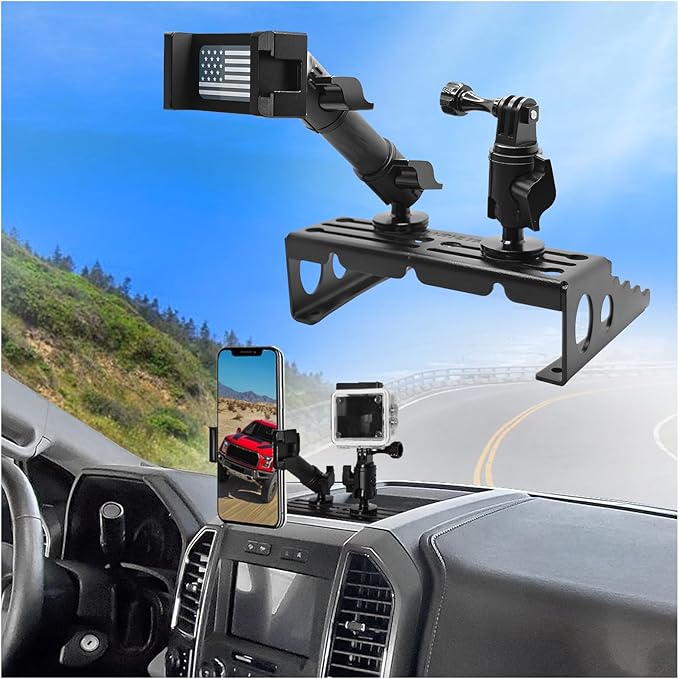 WXRYLYN 2Ways 2022 F250 Metal Dash Platform Phone Mount for 2015-2020 F150, 2017-2022 F250/F350 Super Duty Cell Phone Holder