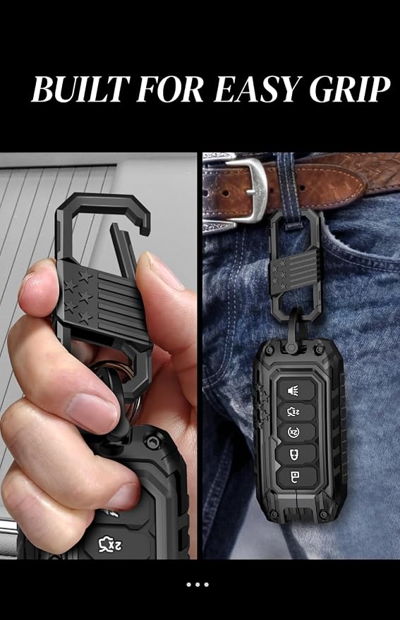 USA Flag-Inspired Hevay Duty Zinc Alloy Key Fob Cover, Keychain, Accessories Compatible with Ford F150 F250 F350 F450 F550 Explorer Fusion Escape Edge Expedition