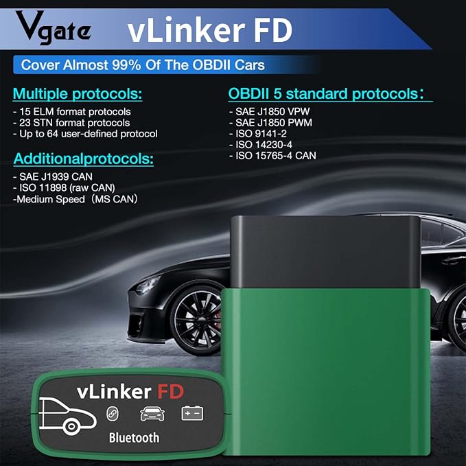 Vgate vLinker FD Bluetooth3.0 OBD2 Scanner for FORScan Fixed Diagnostic Tool Car Code Reader for Android & Windows