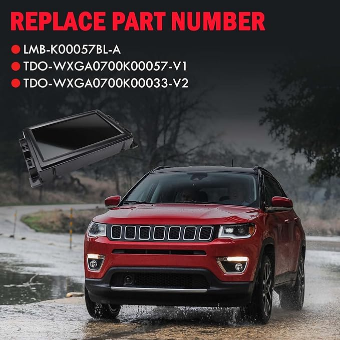7" Unconnect LCD Monitor Display Touch Digitizer Radio Navigation Screen Compatible with 2017-2020 Jeep Compass LMB-K00057BL-A TDO-WXGA0700K00057-V1 TDO-WXGA0700K00033-V2