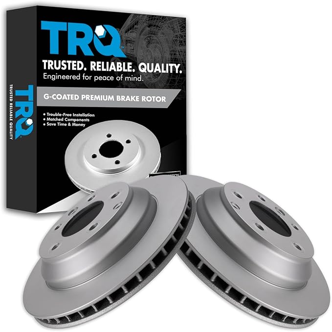 TRQ Rear Brake Rotor Set Coated Compatible with 2007-09 Audi Q7 2014-15 Audi Q7 2004-08 Volkswagen Touareg 2011-17 Volkswagen Touareg