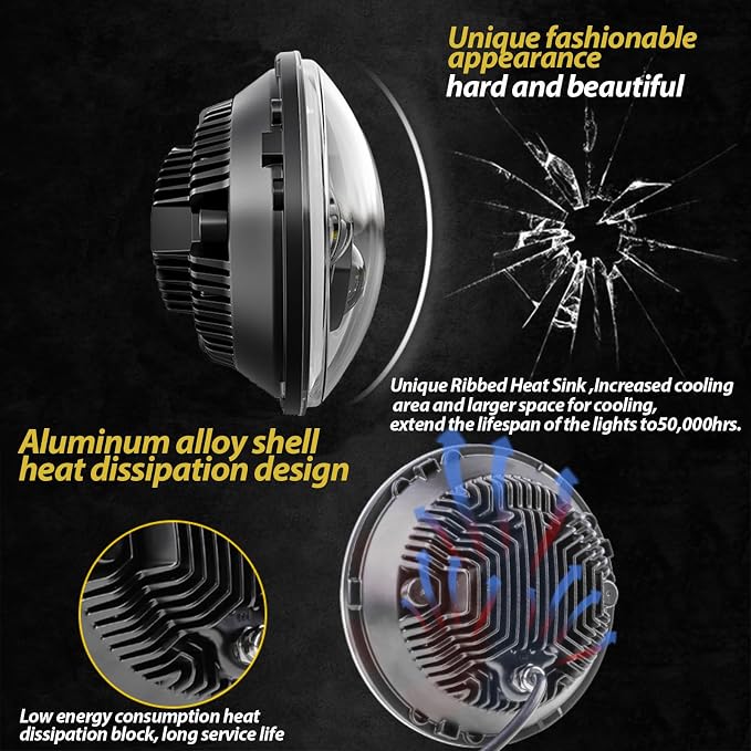 7 inch Motorcycle LED Headlight 4.5’’ Fog Passing Lights DOT Kit for Harley Davidson Street Electra Glide Ultra Limited Special CVO Tri Heritage Softail Deluxe Classic Road King Switchback Screamin