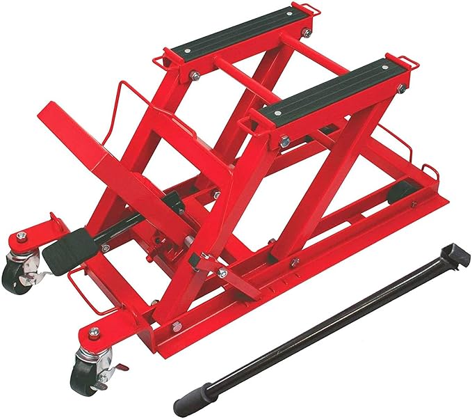 Big RED 1500LBS Hydraulic Motorcycle Lift Jack, Powersports Lift Table Operated ATV Dirt Bike Scissor Jack Stand, Fit for Motorcycle UTV Snowmobile, Red