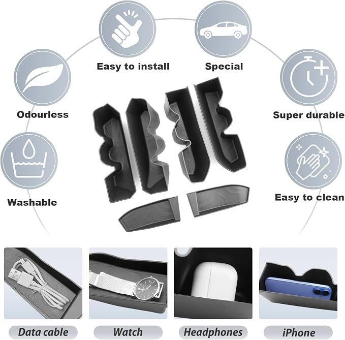 SKTU 6Pack for 2024 2025 2026 Toyota Tacoma Door Side Storage Box for 2024 2025 2026 Toyota Tacoma Door Handle Organizer 2024 2025 2026 Tacoma Accessories Insert Glove Pallet-Durable