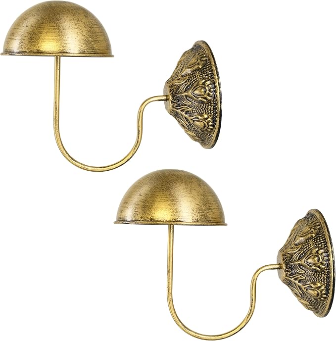 Owlgift Wall Mount Hat Racks Set of 2 - Vintage Gold Iron Hat Holders - Heavy Duty Wall Mounted Display Stand for Baseball Caps, Fedoras & Wigs - Rustic Decorative Closet Storage Organizer