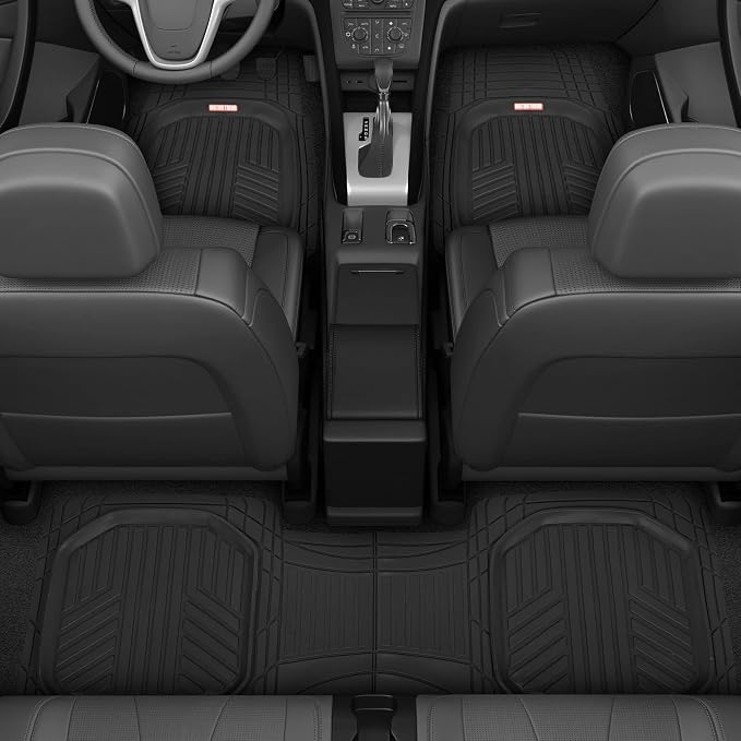 Motor Trend Premium FlexTough All-Protection Cargo Mat Liner + Motor Trend DeepDish Floor Mats for Cars Full Set